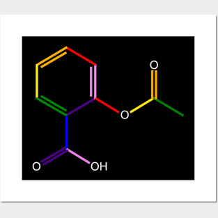 Aspirin Molecule Rainbow Chemistry Posters and Art